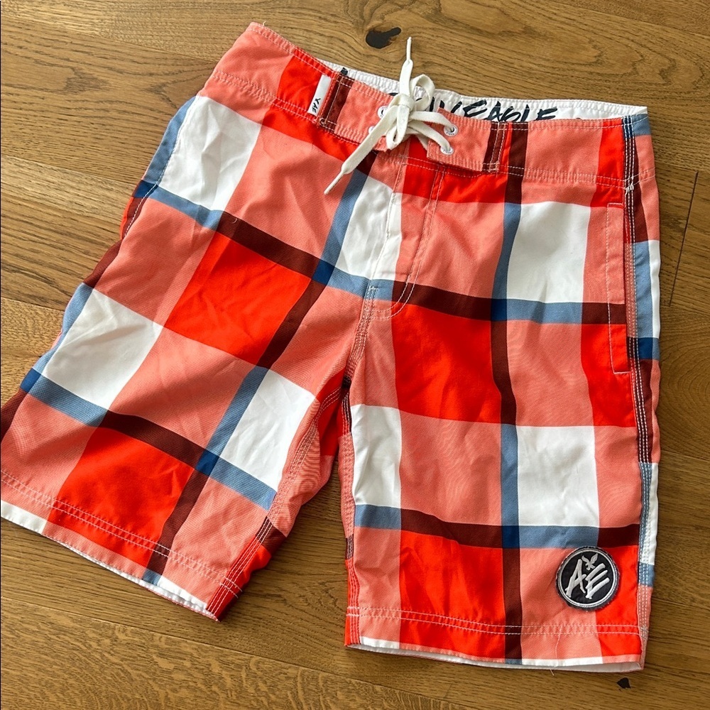 Men's Red Plaid Shorts